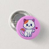 Badge Rond 2,50 Cm Symbole de chat mignon en amour main-57577 (Devant & derrière)