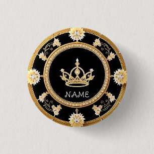 Badge Rond 2,50 Cm Symbole de couronne royale ornée élégante