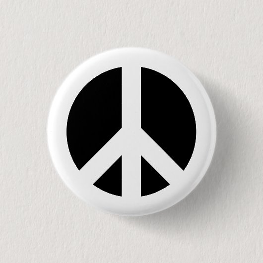 Badge Rond 2,50 Cm Symbole de paix blanc et noir (Devant)