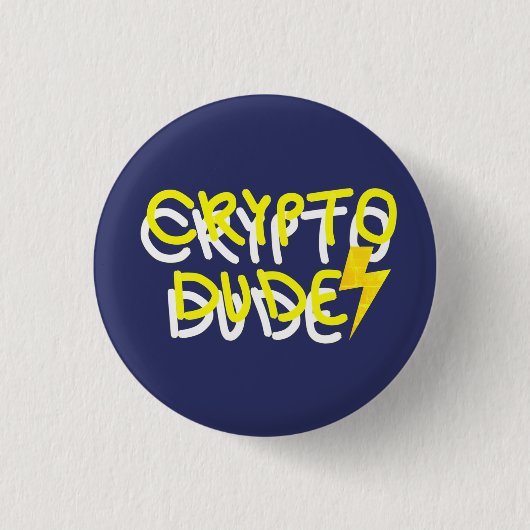 Badge Rond 2,50 Cm SYMBOLE D'ÉNERGIE Funky Crypto Dude (Devant)