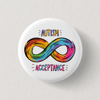 Badge Rond 2,50 Cm Symbole d'infini arc-en-ciel coloré d'acceptation