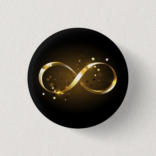 Badge Rond 2,50 Cm Symbole d'infini doré (Devant)