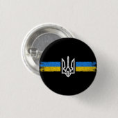 Badge Rond 2,50 Cm SYMBOLE DU Drapeau Ukraine (Devant & derrière)