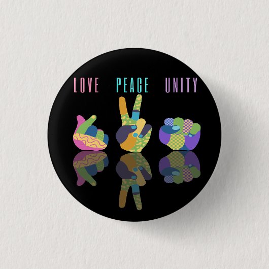 Badge Rond 2,50 Cm Symbole d'unité de paix d'amour (Devant)