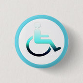 Badge Rond 2,50 Cm Symbole et fauteuil roulant / bouton handicap (Devant)