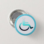 Badge Rond 2,50 Cm Symbole et fauteuil roulant / bouton handicap<br><div class="desc">Bouton Vêtement / Sac : Symbole désactivé et bouton de mode fauteuil roulant pour votre veste,  sac,  t-shirt - panneau handicap (personne en fauteuil roulant)</div>