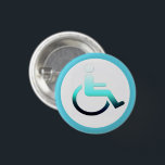 Badge Rond 2,50 Cm Symbole et fauteuil roulant / bouton handicap<br><div class="desc">Bouton Vêtement / Sac : Symbole désactivé et bouton de mode fauteuil roulant pour votre veste,  sac,  t-shirt - panneau handicap (personne en fauteuil roulant)</div>