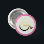 Badge Rond 2,50 Cm Symbole et fauteuil roulant / bouton handicap P<br><div class="desc">Bouton Vêtement / Sac : Symbole désactivé et bouton de mode fauteuil roulant pour votre veste, sac, t-shirt - panneau handicap (personne en fauteuil roulant)</div>