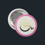 Badge Rond 2,50 Cm Symbole et fauteuil roulant / bouton handicap P<br><div class="desc">Bouton Vêtement / Sac : Symbole désactivé et bouton de mode fauteuil roulant pour votre veste, sac, t-shirt - panneau handicap (personne en fauteuil roulant)</div>