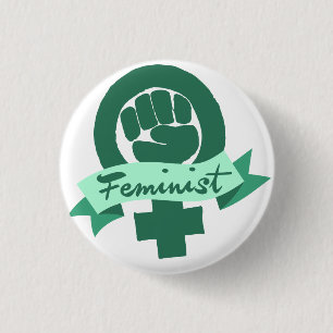 Badge Rond 2,50 Cm Symbole féministe en turquoise