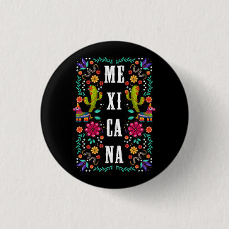 Badge Rond 2,50 Cm Symbole Fleur de Viva el Mexico Fier Mexicana Mexi
