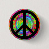 Badge Rond 2,50 Cm Symbole noir funky de paix (Devant)