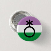 Badge Rond 2,50 Cm Symbole non binaire de Genderqueer (Devant & derrière)