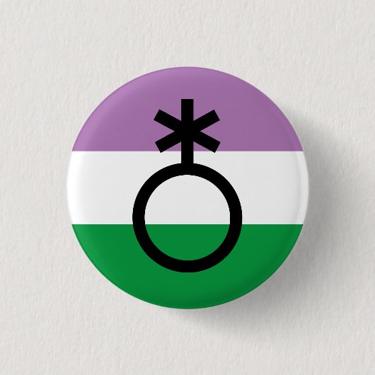 Badge Rond 2,50 Cm Symbole non binaire de Genderqueer (Devant)