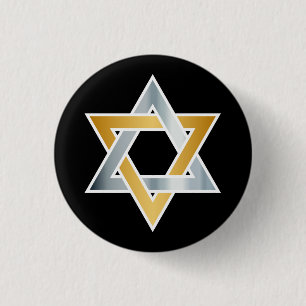 Badge Rond 2,50 Cm Symbole original or argent étoile de David