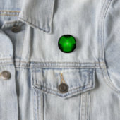 Badge Rond 2,50 Cm Symbole rougeoyant vert drôle de radioactivité (En situation)
