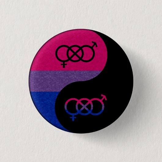 Badge Rond 2,50 Cm Symbole Yin et Yang de la fierté bisexuelle dans l (Devant)