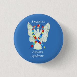 Badge Rond 2,50 Cm Syndrome d'Asperger Angel Puzzle Ruban Pins