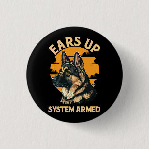 Badge Rond 2,50 Cm Système Ears Up Amoureux des chiens Armé Allemand