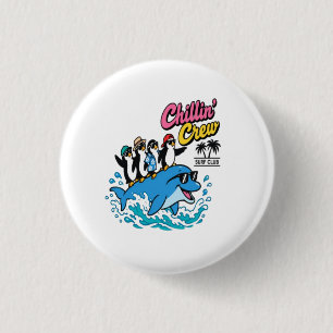 Badge Rond 2,50 Cm T-Shirt Chillin Crew Surf Club Manchot Dauphin