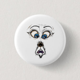 Badge Rond 2,50 Cm T-shirt drôle au visage de dessin animé choqué