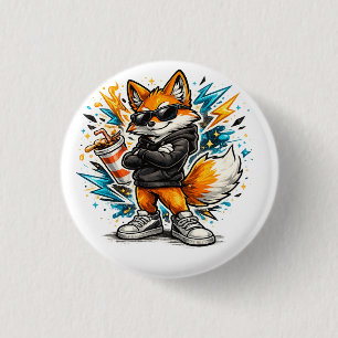 Badge Rond 2,50 Cm T-Shirt Renard Cool Street Renard Graffiti Urbai
