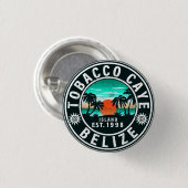 Badge Rond 2,50 Cm Tabac Caye Belize Retro Sunset Souvenirs 60s (Devant & derrière)