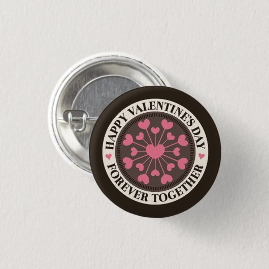 Badge Rond 2,50 Cm Tableau de Coeurs pour toujours ensemble Valentine (Devant & derrière)