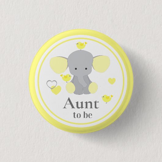 Badge Rond 2,50 Cm Tante À Être Bébé Garçon Fille Douche Elephant (Devant)