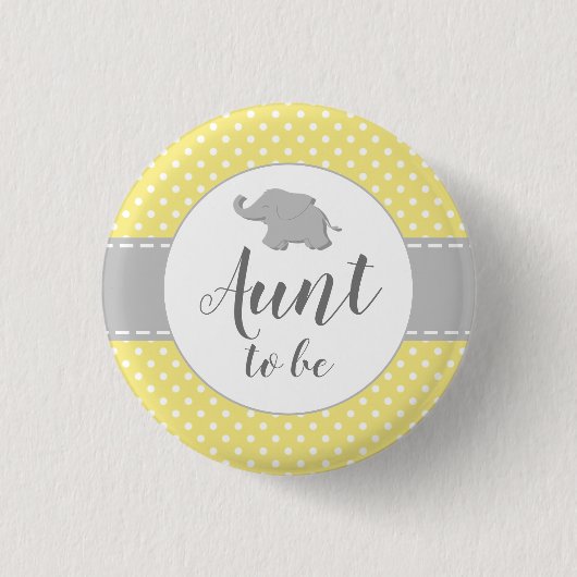 Badge Rond 2,50 Cm Tante future bébé Shower éléphant jaune (Devant)