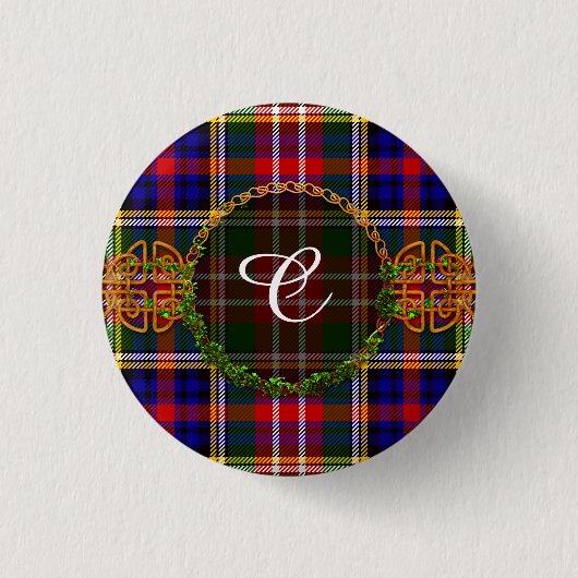 Badge Rond 2,50 Cm Tartan de Christie de monogramme (Devant)