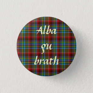Badge Rond 2,50 Cm Tartan écossais GU alba Brath Pinback de