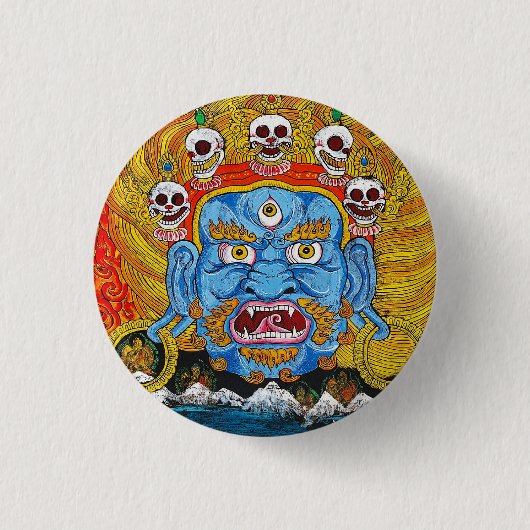 Badge Rond 2,50 Cm tatouage oriental de thangka-démon Cool (Devant)