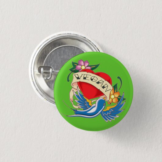 Badge Rond 2,50 Cm Tatouage végétalien (Devant & derrière)