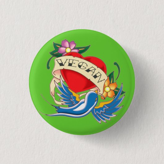 Badge Rond 2,50 Cm Tatouage végétalien (Devant)