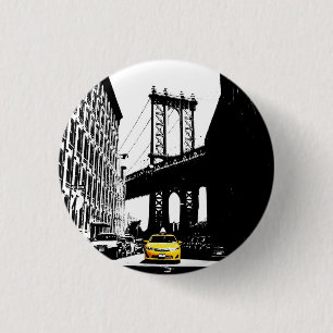 Badge Rond 2,50 Cm Taxi jaune Nyc New York City Brooklyn Bridge