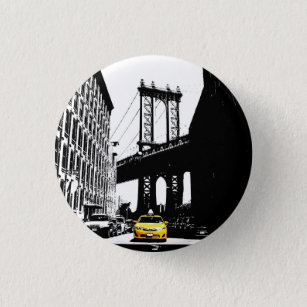 Badge Rond 2,50 Cm Taxi jaune Nyc New York City Brooklyn Bridge