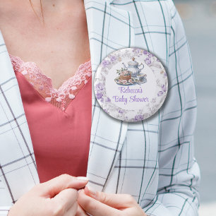 Badge Rond 2,50 Cm Tea Party Lavender Garden Baby shower Floral