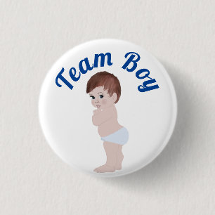 Badge Rond 2,50 Cm "Team Boy" Bébé mignon Sexe Révéler 3 Cm Rond 