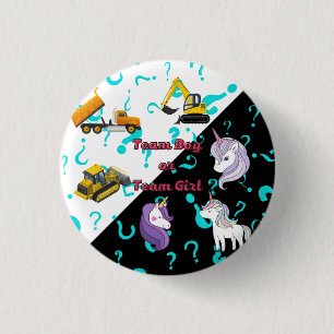 Badge Rond 2,50 Cm Team Boy vs Team Girl Équipement Lourd vs Unicorns