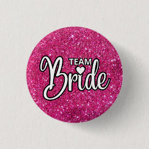 Badge Rond 2,50 Cm Team Bride Pink Sparkling Parties scintillant