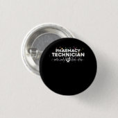 Badge Rond 2,50 Cm Technicien en pharmacie cardiaque Pharmacy Tech (Devant & derrière)