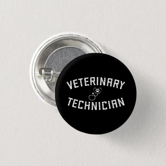 Badge Rond 2,50 Cm Technicien vétérinaire | Vet Tech Paw Stethoscope (Devant & derrière)