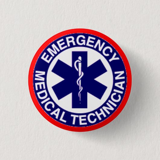 BADGE ROND 2,50 CM TECHNICIENS MÉDICALE EMT DE SECOURS (Devant)