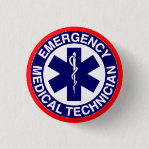 BADGE ROND 2,50 CM TECHNICIENS MÉDICALE EMT DE SECOURS