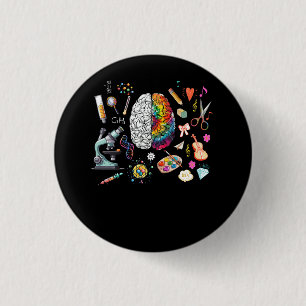 Badge Rond 2,50 Cm Teinture colorée Dye Cerveau Science Art Neuroscie