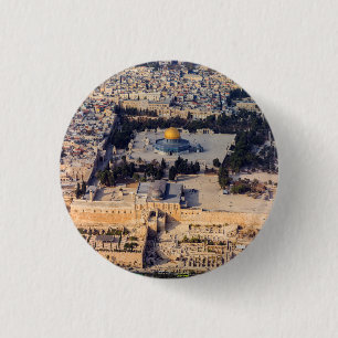 Badge Rond 2,50 Cm Temple Mont Vieux Ville Jérusalem Dôme du Rocher