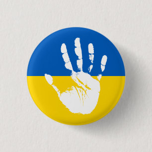 Badge Rond 2,50 Cm Tenez-Vous Avec L'Ukraine Bouton Arrêter la gue