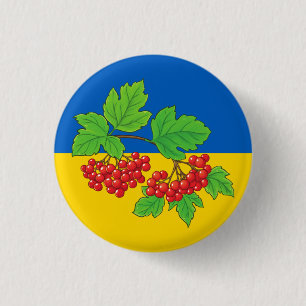 Badge Rond 2,50 Cm Tenez-Vous Avec L'Ukraine Bouton Kalyna (viburnu