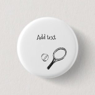 Badge Rond 2,50 Cm Tennis ball and racket black and white